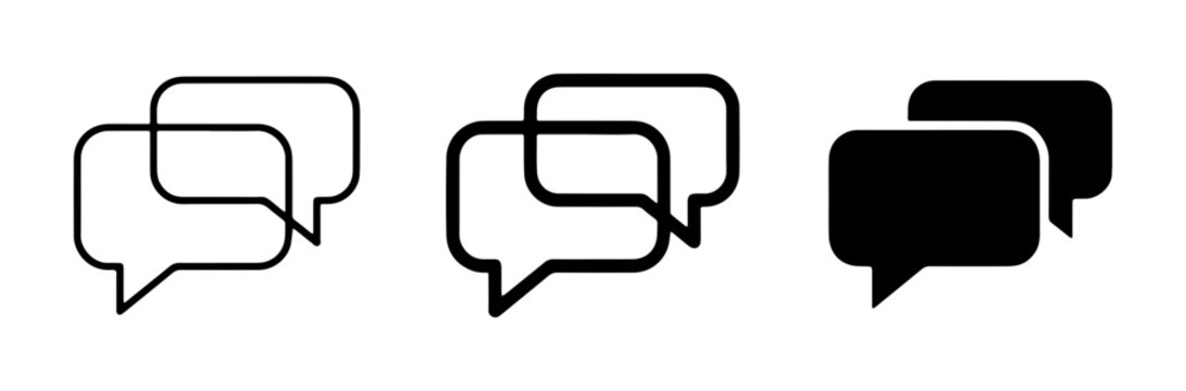 Chat Bubbles Icon Set, Communication Symbols, Dialogue Message Vector Graphics, Social Media Conversation Icons