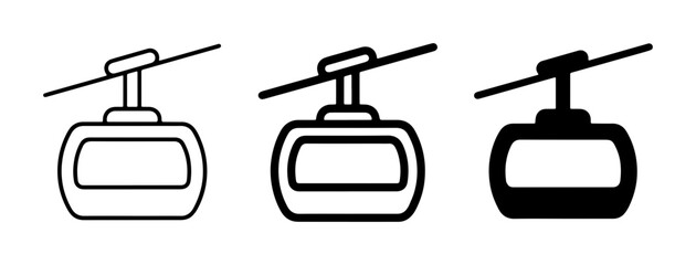 Cable Car Icons, Gondola Lift Symbols, Aerial Tramway Graphics Set, Transportation Vector Art © Mostofa