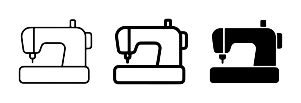 Sewing Machine Icons, Tailor Equipment Vector Graphics, Crafting Tools Set, Fashion Design Symbols