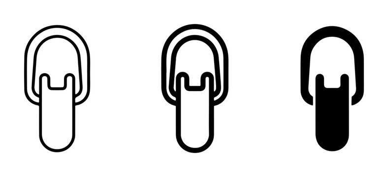 Zipper Pull Icons Set, Clothing Fastener Graphics, Apparel Accessory Vector Elements