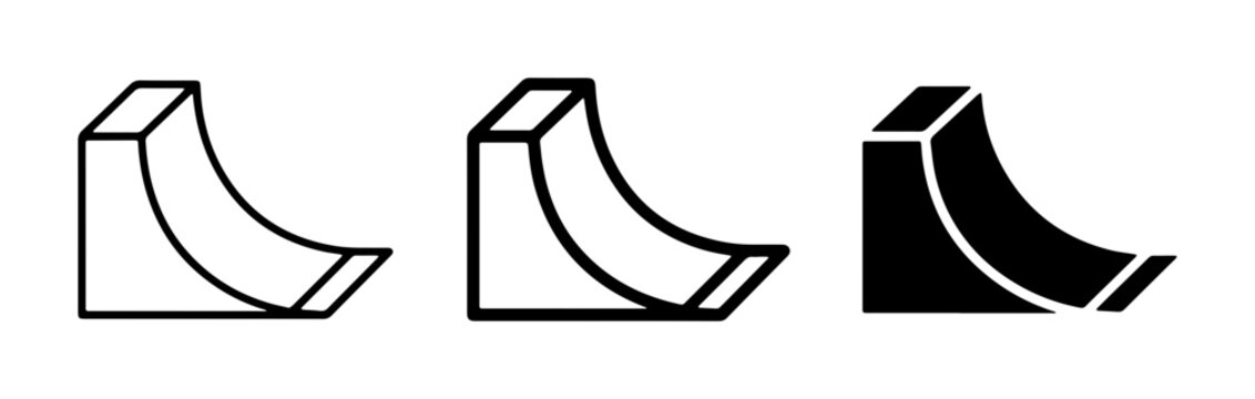 Skate Ramp Icons, Quarter Pipe Vector Symbols, Sports Graphics Set, Extreme Sports Elements, Minimalist Design