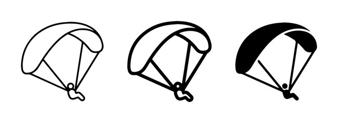 Parachute Icons Set, Skydiving Vector Graphics, Extreme Sports Silhouette, Adventure Symbols, Freefall Illustration, Aerial Activity Design Elements © Arifur