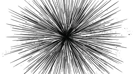 Fototapeta premium Black and white radial burst ink splatter abstract illustration.