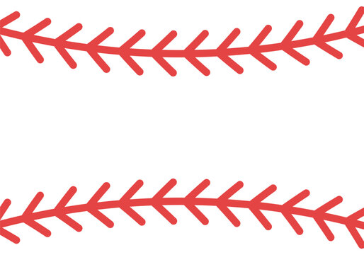Baseball ball stitches, red lace seam isolated on background. Softball laces set. Baseball ball stripes. Softball Stitches. Vector illustration