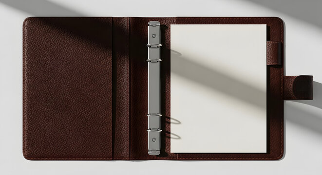 Elegant Leather Binder with Blank Pages in Sunlit Setting