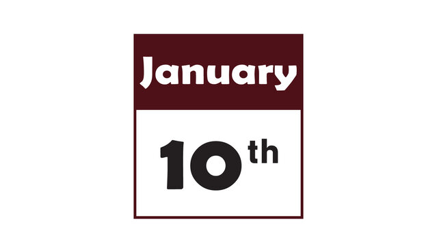 January 10th daily calendar icon vector illustration in minimalist style