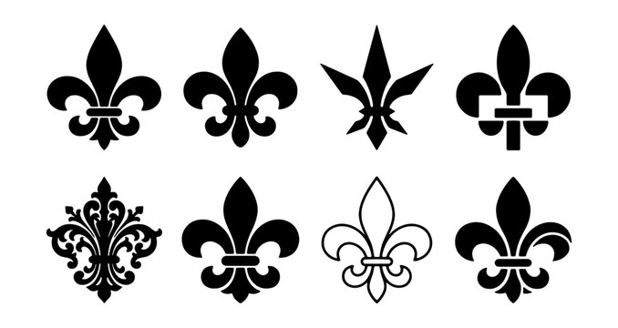 Fleur de Lis Vector Set, Elegant French Lily Symbols, Decorative Heraldic Ornaments