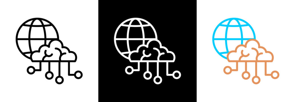 Network Brain on white and black background