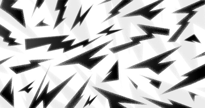 Abstract black and white jagged lightning pattern. Dynamic high-energy zigzag background with grainy texture and sharp spikes for modern sports graphics, esports overlays, or activewear apparel design