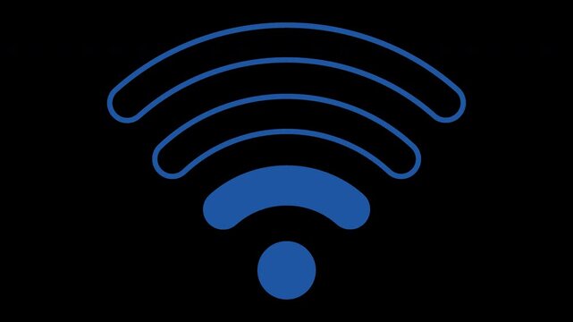 4K Animated WiFi Signal Icon Strength Transparent Background Alpha Channel Motion Graphics