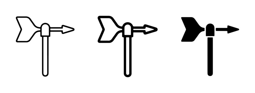 Wind Vane Icons, Weather Instrument Symbols, Meteorological Equipment Graphics, Direction Indicator Vector Art