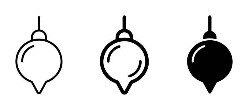 Plumb Bob Icons Set, Line Art and Solid Fill, Measuring Tool Graphics for Construction and DIY Projects