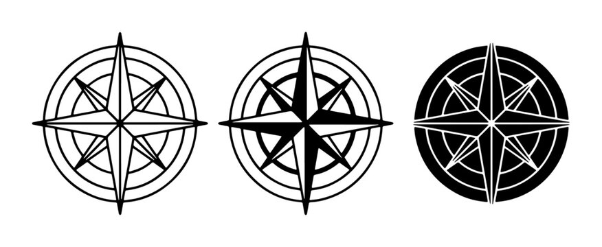 Compass Rose Vector Icons, Navigation Symbols, Nautical Star Designs, Directional Guides, Marine Ornaments