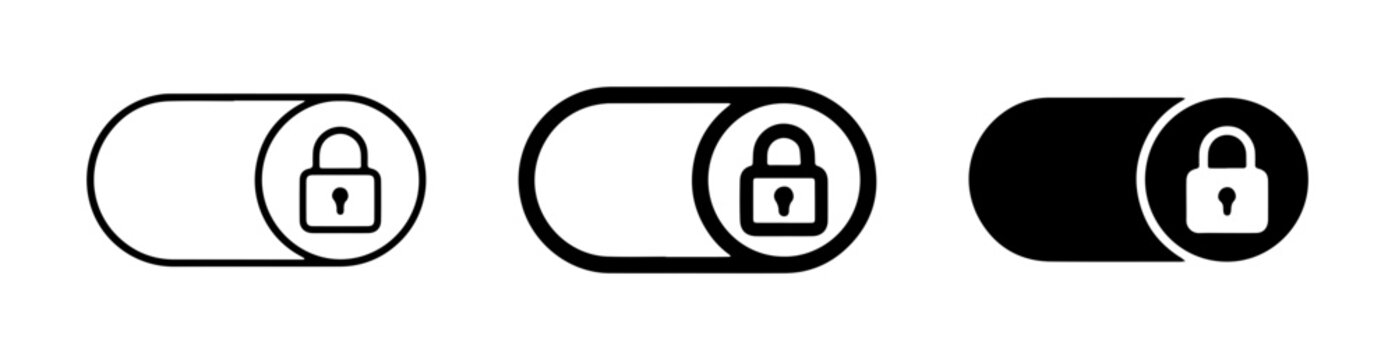 Secure Toggle Switch Icons, Locked Slider Controls, Digital Security UI Elements, Vector Set