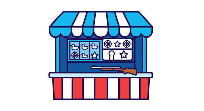 Carnival Game Booth with Rifle and Targets - Flat Design Icon