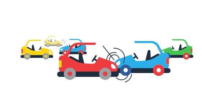 Cartoon Car Crash Illustration: Collision Between Two Vehicles