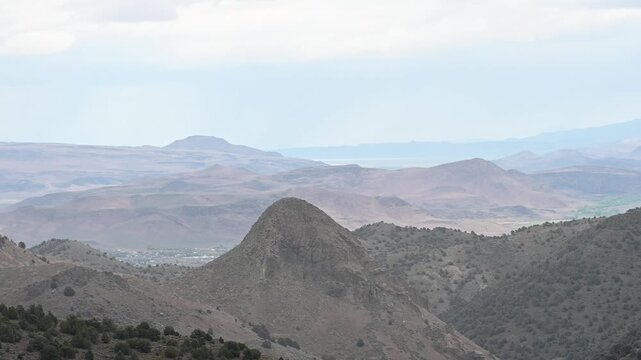 4K HD video panning across desert mountain landscape along the Nevada California border

