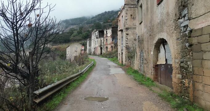 Gairo Vecchio, a famous ghost village in the Ogliastra region of Sardinia, Italy.