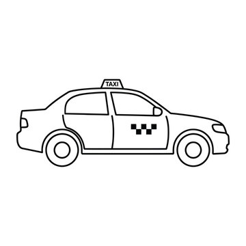 Classic taxi car outline vector icon for transportation and ride sharing service apps and urban navigation design projects