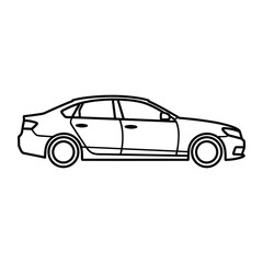 Obraz premium Sleek and professional outline icon of modern sedan car for automotive industry and transportation app design on white