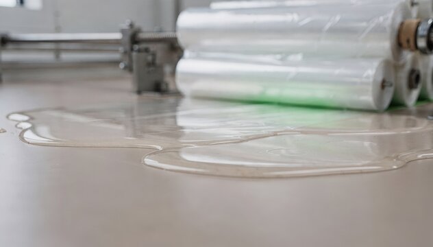 Medium shot of waterbased dispersion barrier system being applied on a smooth surface highlighting ecofriendly solventfree coating replacing traditional plastic films.
