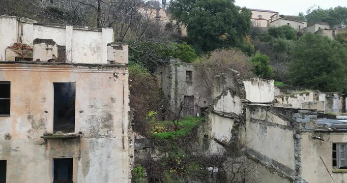 Gairo Vecchio, a famous ghost village in the Ogliastra region of Sardinia, Italy.