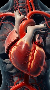 Realistic Human Heart Beating with Visible Blood Flow