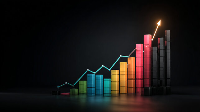 inance Abstract white background uptrend arrow with candlesticks and bar chart show innovation of economy business statistics with Earth network with glowing nodes and triangle polygon linesIt