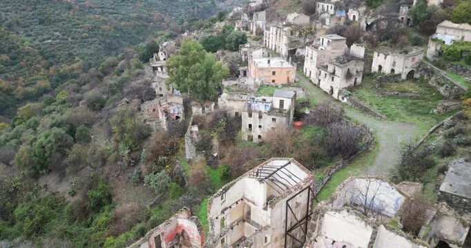Gairo Vecchio, a famous ghost village in the Ogliastra region of Sardinia, Italy.