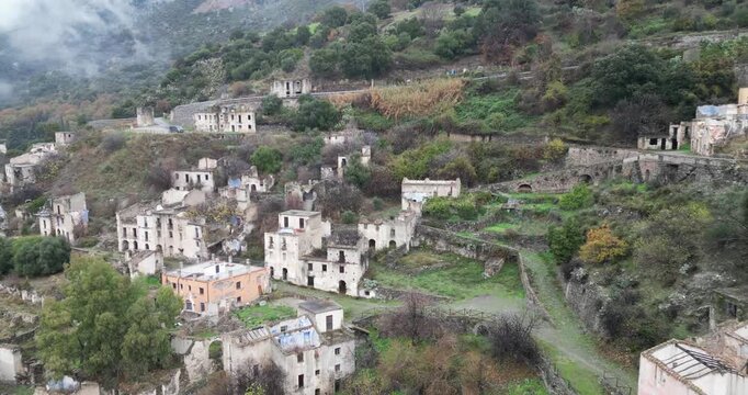 Gairo Vecchio, a famous ghost village in the Ogliastra region of Sardinia, Italy.