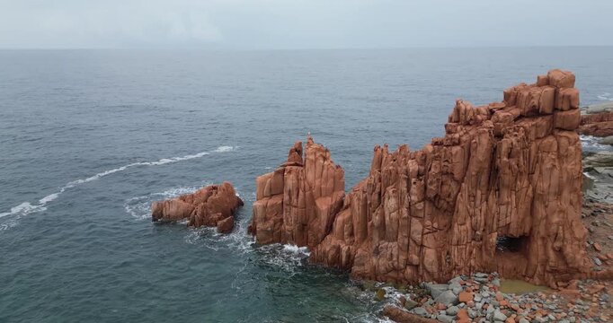 The famous Rocce Rosse (Red Rocks) in Arbatax, a district of Tortol&igrave; on the east coast of Sardinia.