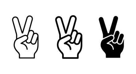 Obraz premium Peace Sign Hand Gestures, Victory Symbol Icons, Positive V Sign