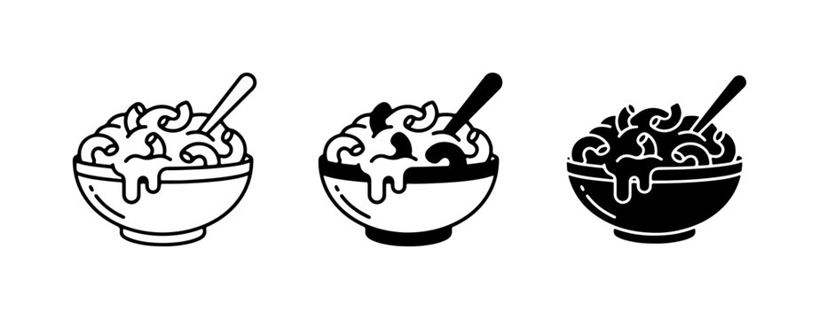 Macaroni Cheese Icons, Comfort Food Vector Art, Creamy Pasta Dishes