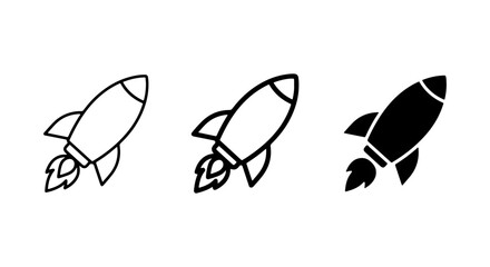 Rocket Ship Icons, Spacecraft Launch Symbols, Vector Graphics Set © Tanveer