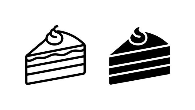 Cake Slice Icons, Dessert Vector Graphics, Sweet Treat Illustrations