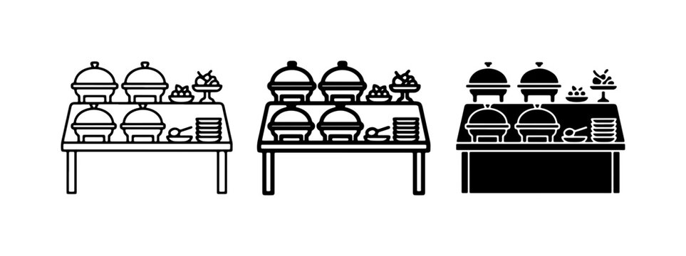 Buffet Food Service Icons, Catering Display Vector Set