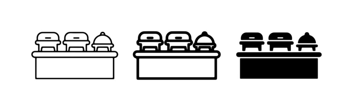 Buffet Food Service Icons, Catering Display Vector Set