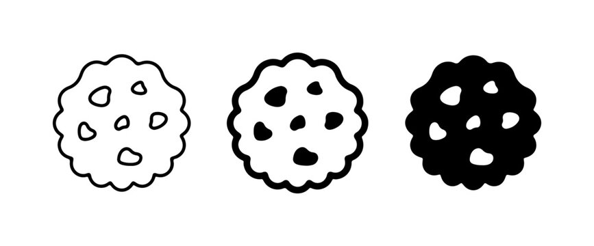 Cookie Icons, Chocolate Chip Cookie Vector Art, Sweet Treat Graphics