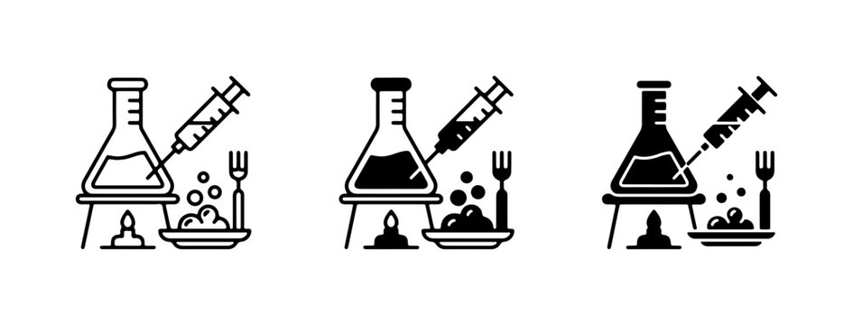Food Science Lab Icons, Chemistry Experiment, Nutrition Research