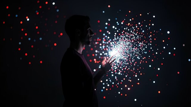 Silhouette Profile with Particle Explosion