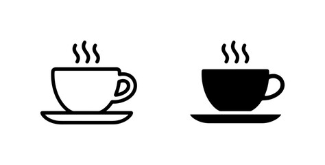 Fototapeta premium Hot Coffee Cup Icons, Warm Beverage Vector Set, Morning Drink Graphics