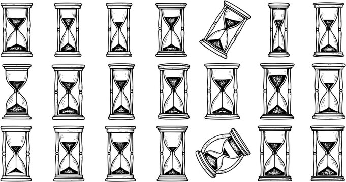 Vintage Hourglass Pattern: Timeless Sand Timers in Rows
