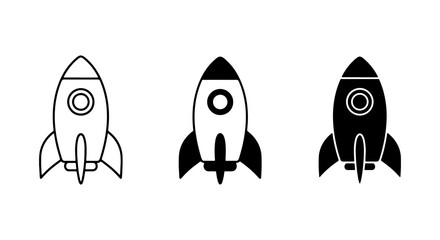 Rocket Ship Icons, Spacecraft Vector Graphics, Futuristic Exploration Symbols © AlAmin