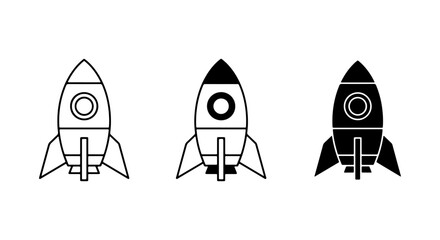 Rocket Ship Icons, Spacecraft Vector Graphics, Sci-Fi Exploration Symbols © Sajib