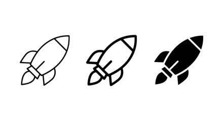 Rocket Ship Icons, Spacecraft Symbols, Vector Launch Graphics © Sajib