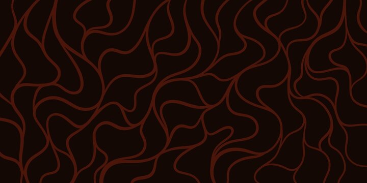 Seamless dark brown swirling abstract pattern with intricate curved lines, ornate texture fill on black background