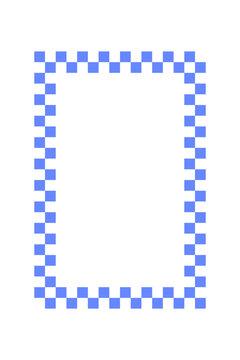 Minimalist blue whimsical rectangle frame border. Simple sketch frame as soft icon with clean background. Linear hand drawn style suits cafe menu and bakery card or birthday invitation, cute