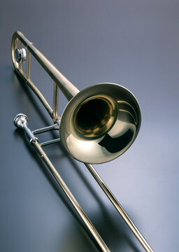silver trumpet isolated on white