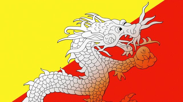 
Bhutan Flag Zoom In Druk Dragon National Emblem Thimphu South Asia Official Government Symbol Kingdom of Bhutan Patriotic Animation