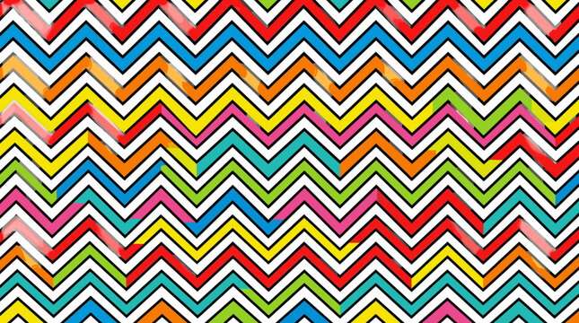 Vibrant zigzag pattern with multicolored chevrons on textured background